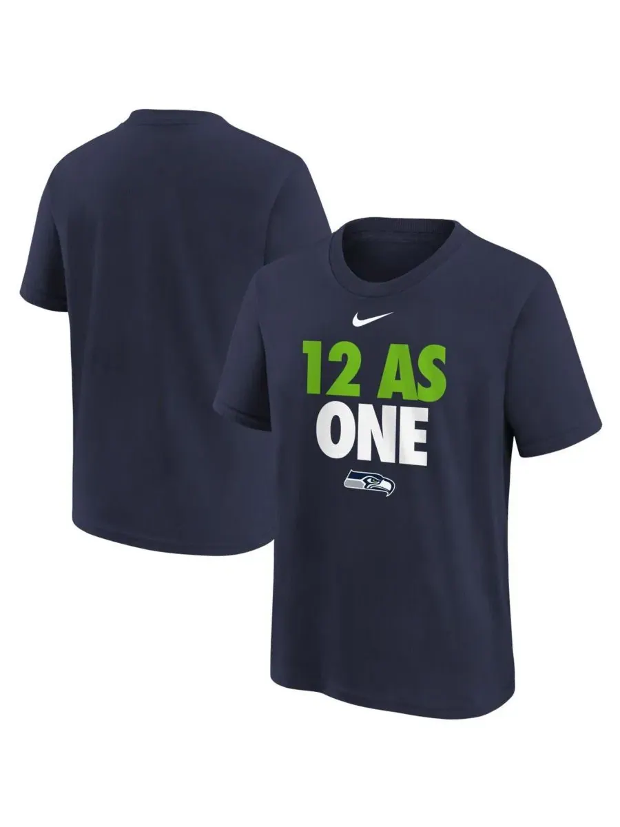 Футболка Big Boys and Girls College Navy Seattle Seahawks 12 As One Nike — изображение 1 из 3, темно-синий