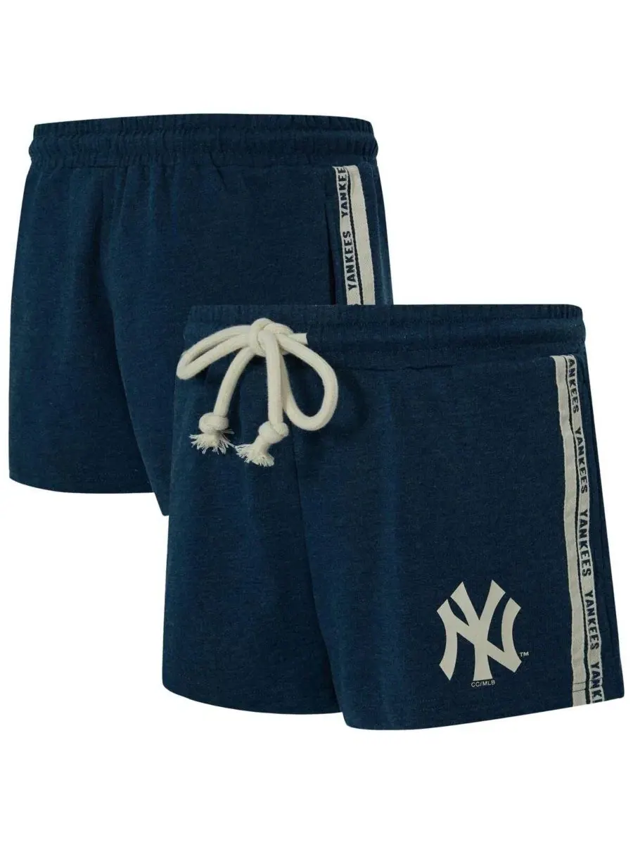 Женские темно-синие шорты New York Yankees из французской махровой ткани цвета березы Concepts Sport — изображение 1 из 3