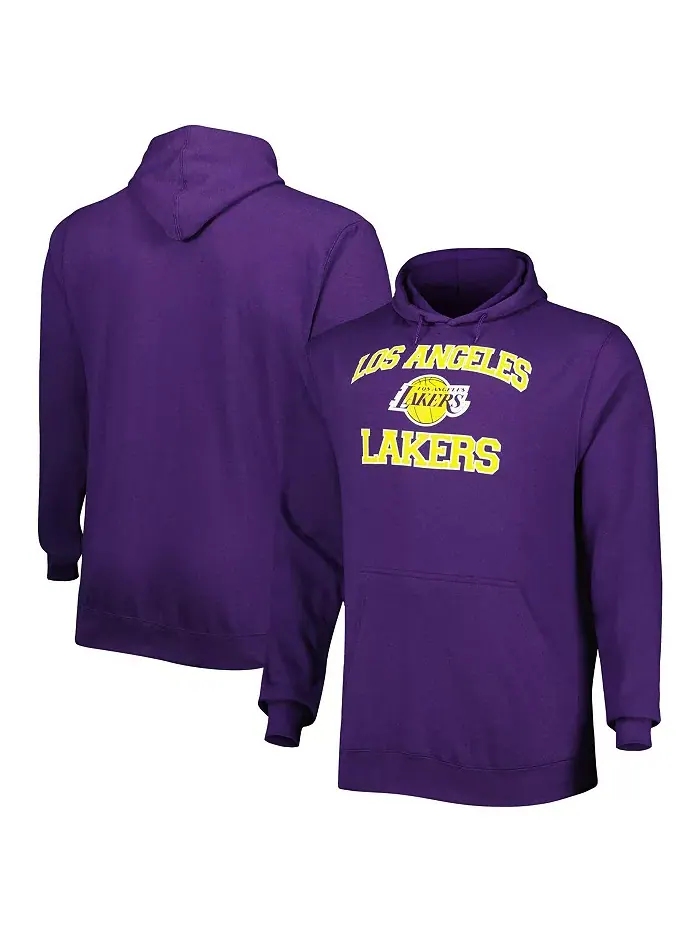 Мужская большая и высокая толстовка с капюшоном Los Angeles Lakers Heart and Soul фиолетового цвета — изображение 1 из 3