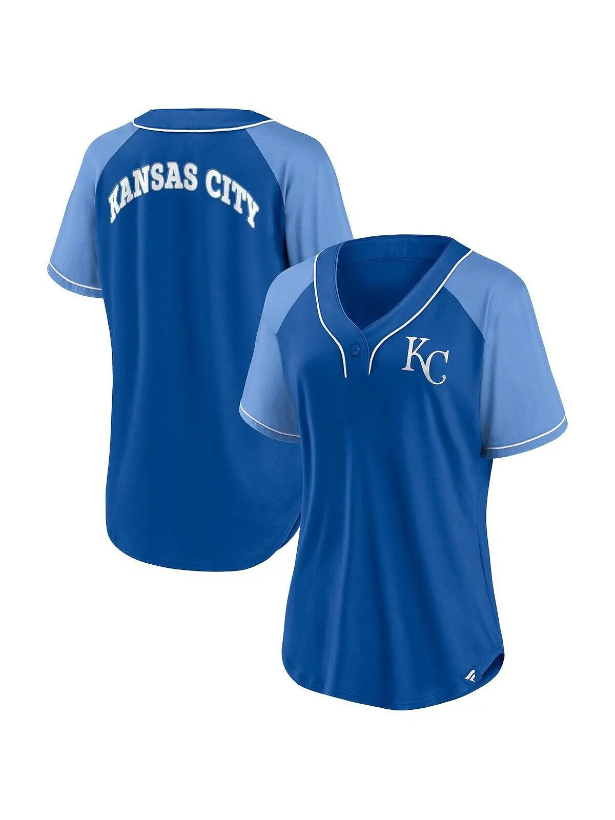 Женская фирменная футболка Royal Kansas City Royals Ultimate Style реглан с v-образным вырезом — изображение 1 из 4