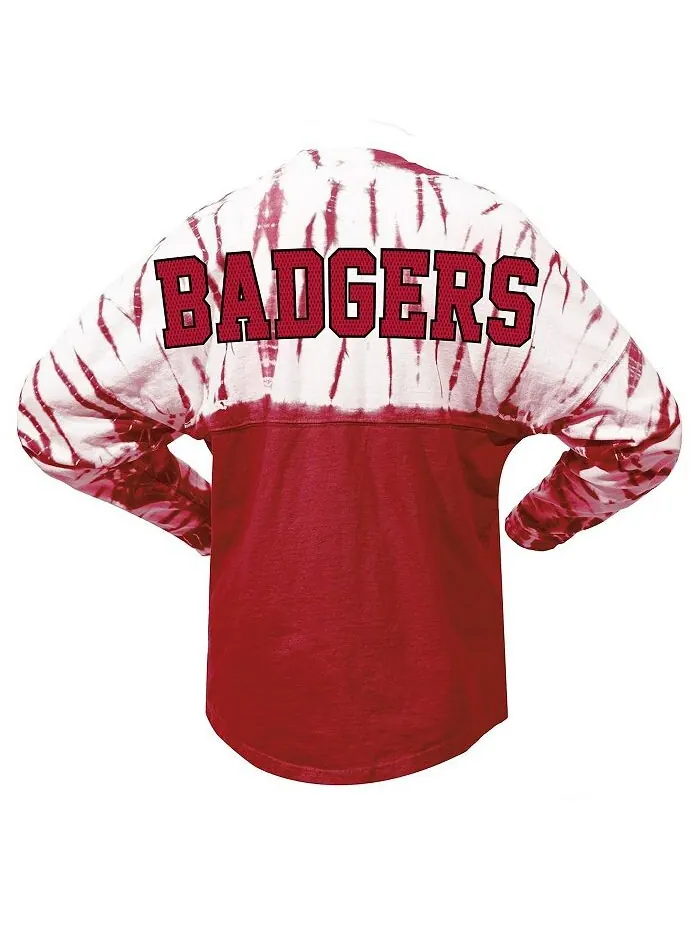 Женская трикотажная футболка с длинным рукавом Red Wisconsin Badgers тай-дай Spirit Jersey — изображение 3 из 3, красный