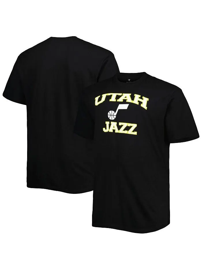 Мужская черная футболка Utah Jazz Big and Tall Heart and Soul Profile — изображение 1 из 1, черный