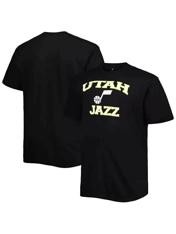 Мужская черная футболка Utah Jazz Big and Tall Heart and Soul Profile — изображение 1 из 1