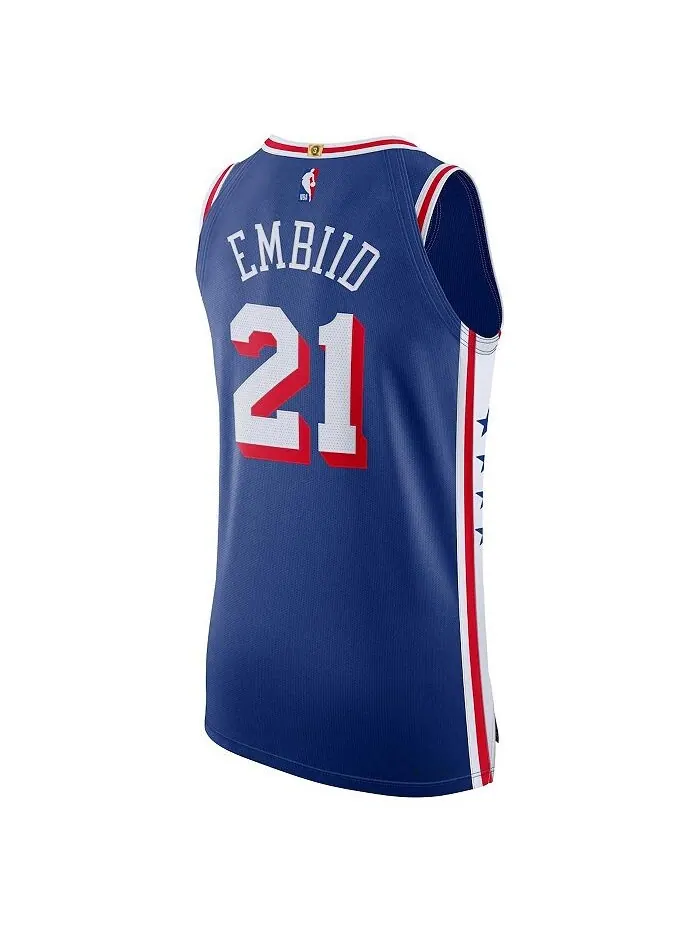 Мужская аутентичная майка Joel Embiid Royal Philadelphia 76ers — Icon Edition Nike — изображение 2 из 3, королевский