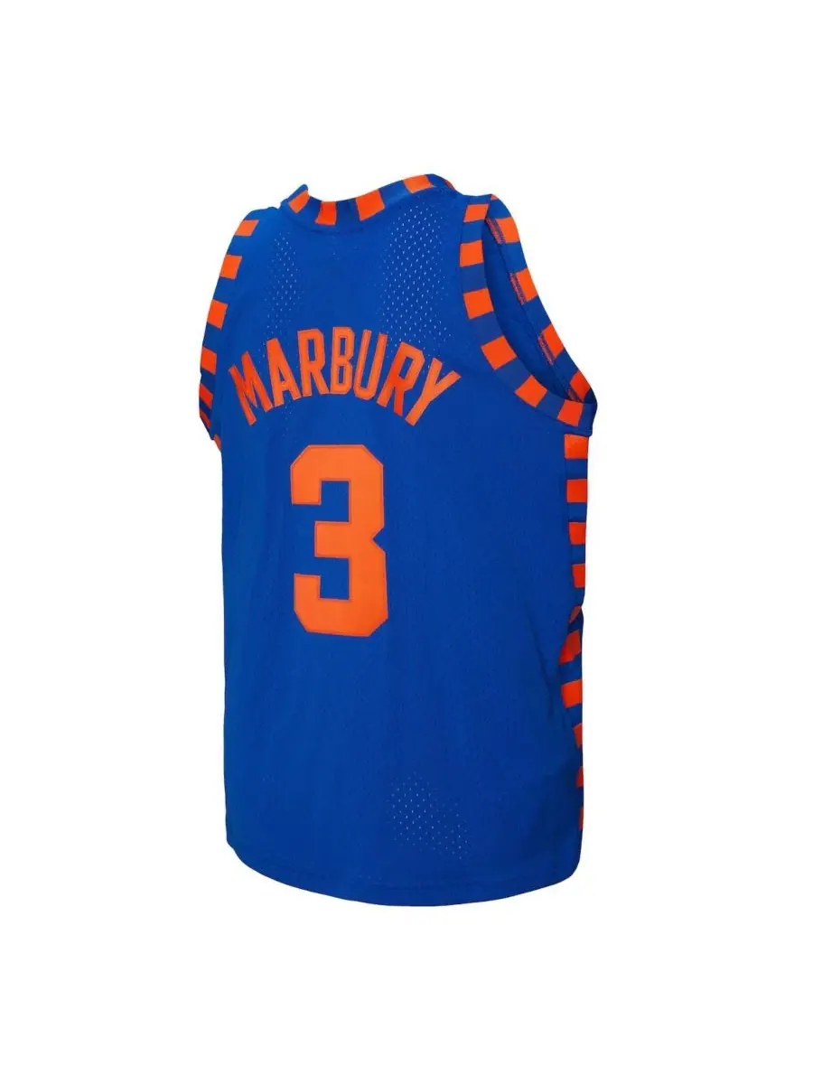 Мужская баскетбольная джерси с длинным рукавом Stephon Marbury Blue New York Knicks 2005/06 — изображение 3 из 3, синий