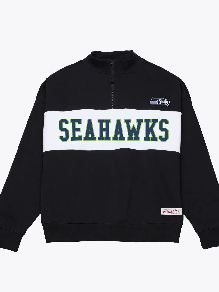 Женский свитшот с четверть-застежкой Oversized Statement Mitchell & Ness — изображение 1 из 2, черный