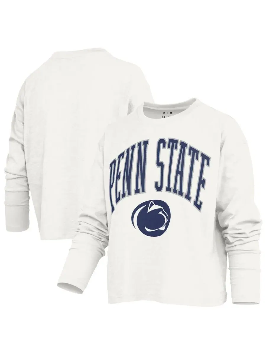 Футболка с длинным рукавом, свободного кроя, с принтом Penn State Nittany Lions Pressbox — изображение 1 из 3, белый