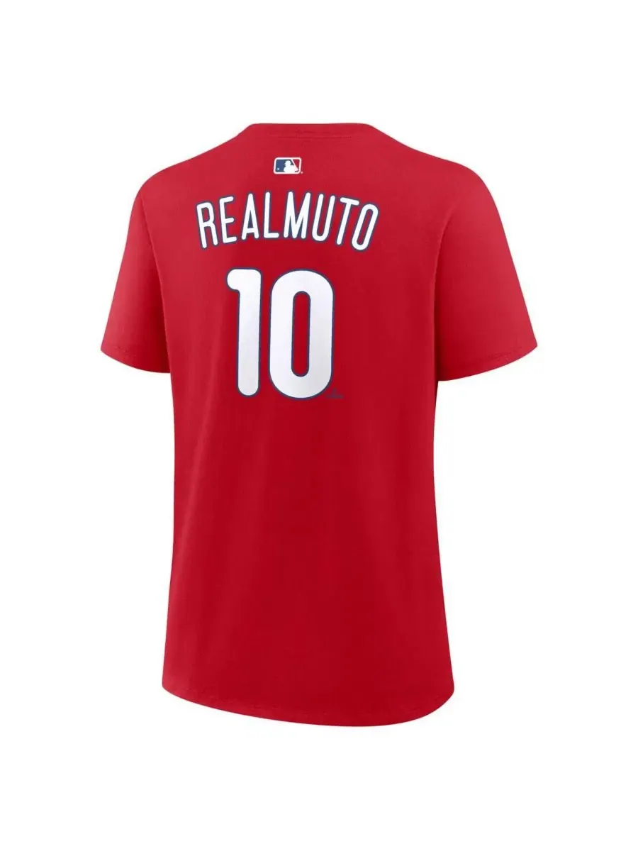 Футболка с именем и номером игрока J.T. Realmuto Red Philadelphia Phillies Nike — изображение 3 из 3, красный