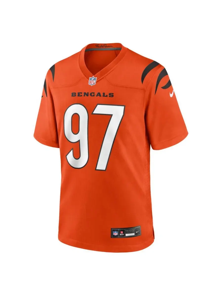 Мужская футболка Nike Dexter Lawrence II Orange Cincinnati Bengals Game Jersey — изображение 2 из 3, оранжевый