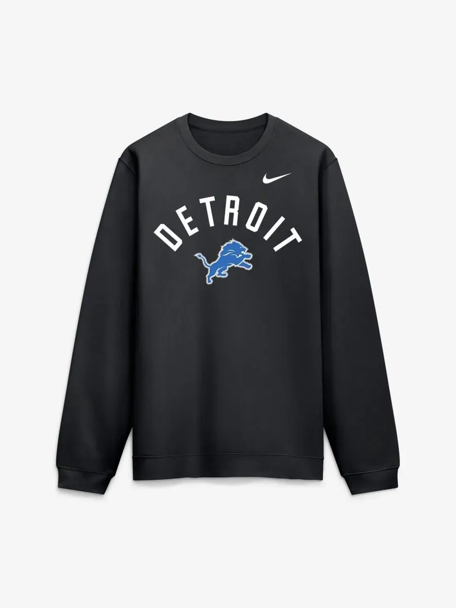 Мужская футерная толстовка с принтом Detroit Lions Defensive Leader Club Nike — изображение 1 из 2, черный