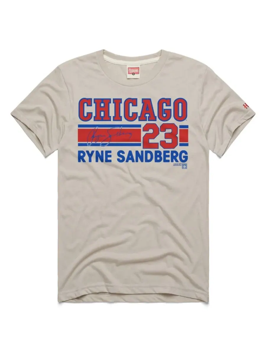 Футболка с принтом Ryne Sandberg Signature Name & Number Homage — изображение 1 из 1, серый