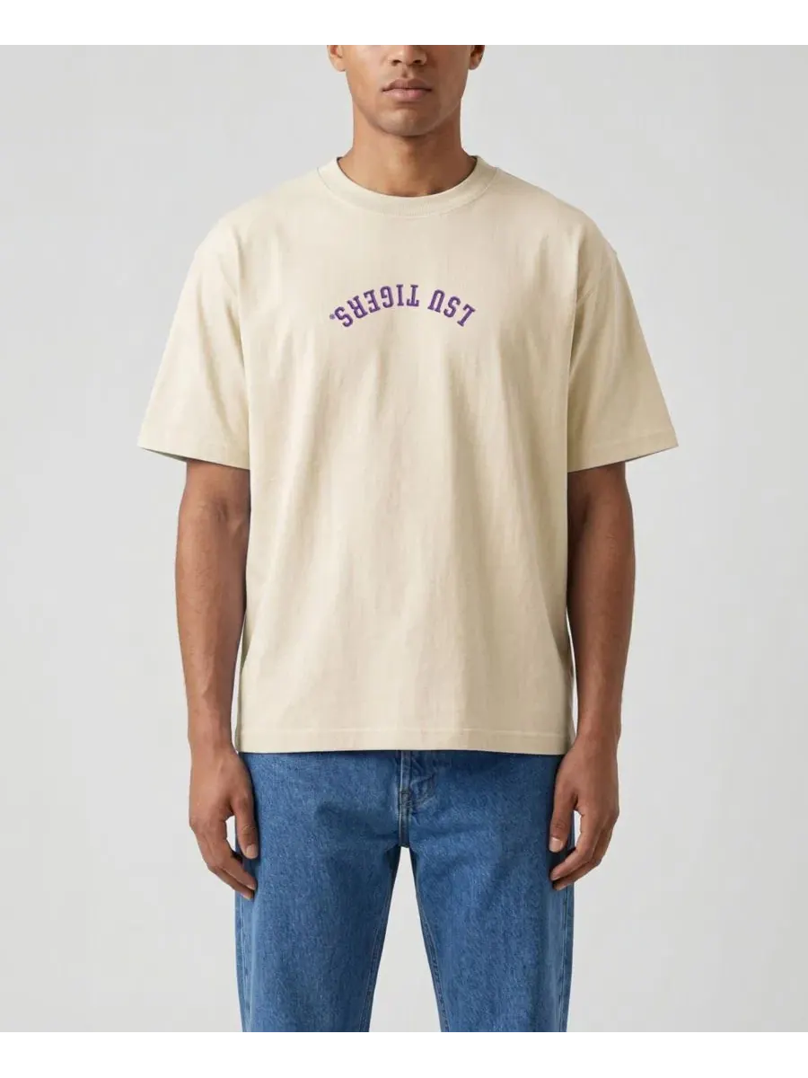Футболка с вышивкой Upside Down Embroidered Vintage Heavyweight Uscape Apparel — изображение 1 из 2, бежевый