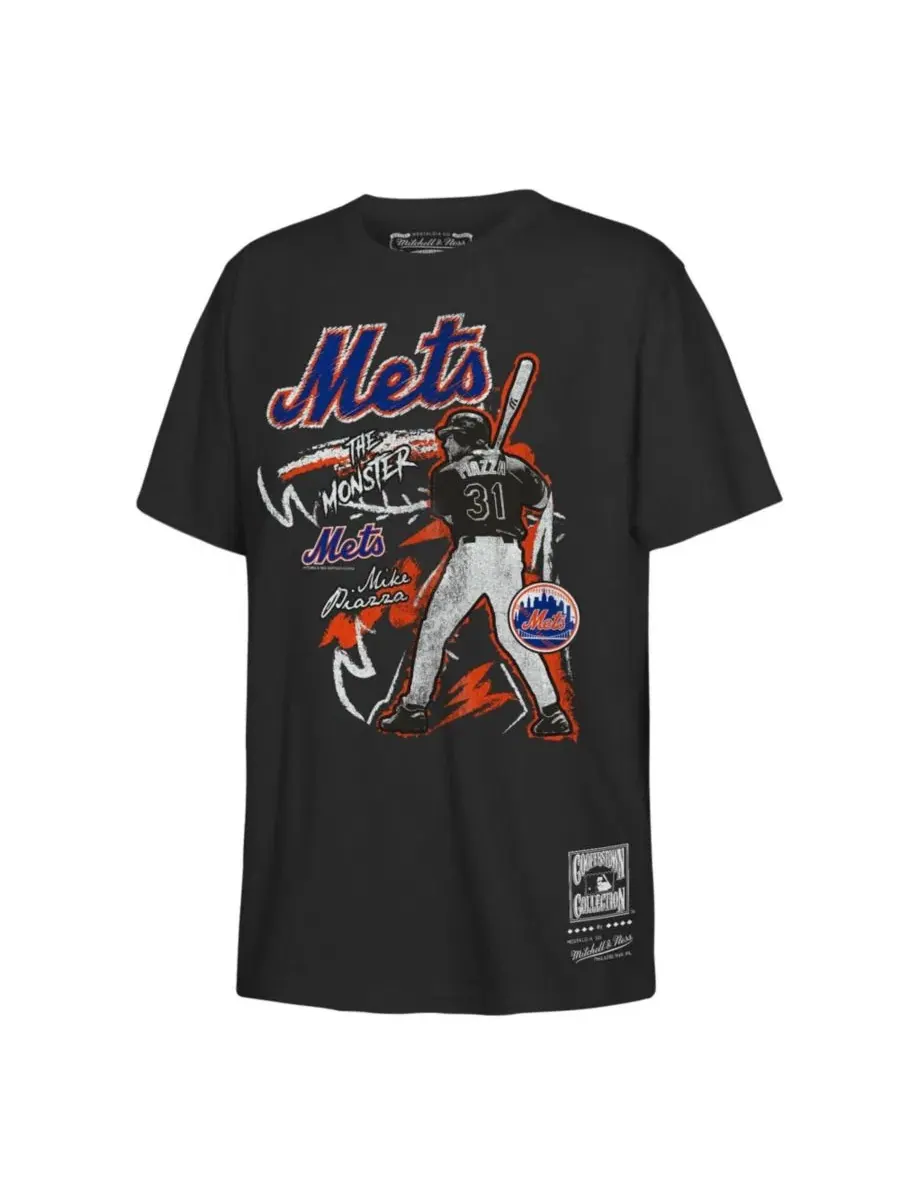 Футболка с длинным рукавом с фотографией игрока Mitchell Ness Mike Piazza Black New York Mets — изображение 1 из 1, черный