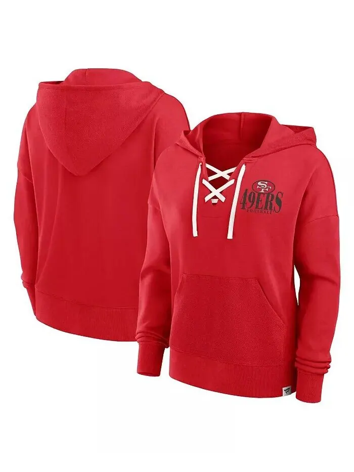 Женская толстовка с капюшоном Scarlet San Francisco 49ers Blitz Left Lace-Up Fanatics — изображение 1 из 3