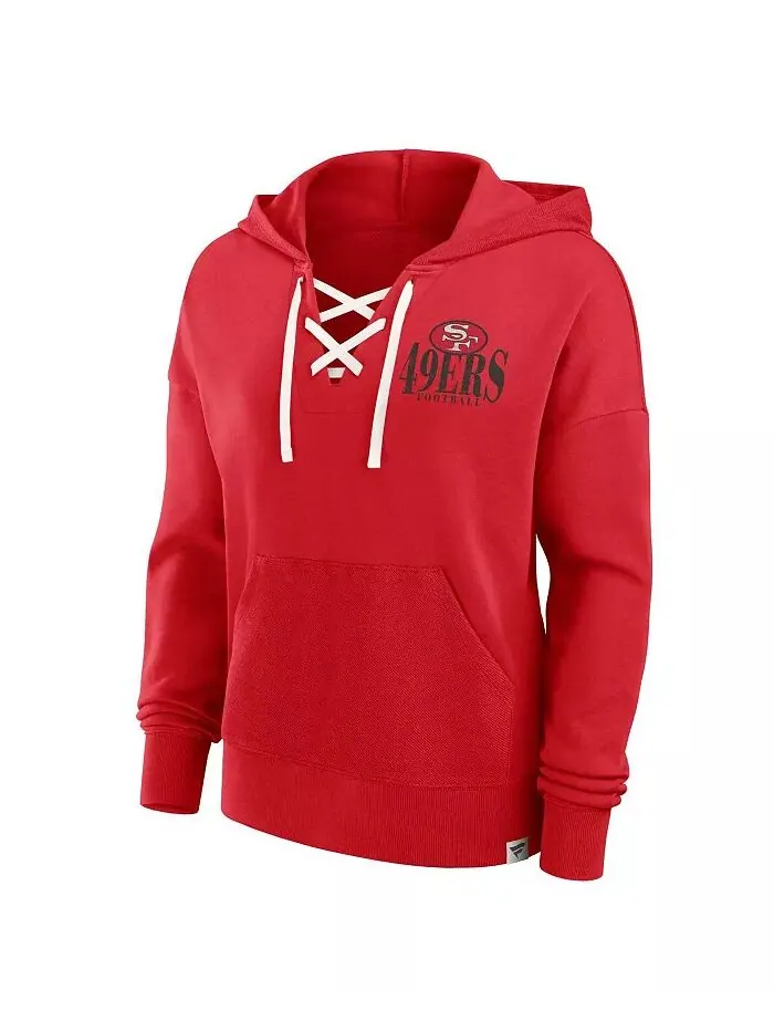 Женская толстовка с капюшоном Scarlet San Francisco 49ers Blitz Left Lace-Up Fanatics — изображение 2 из 3