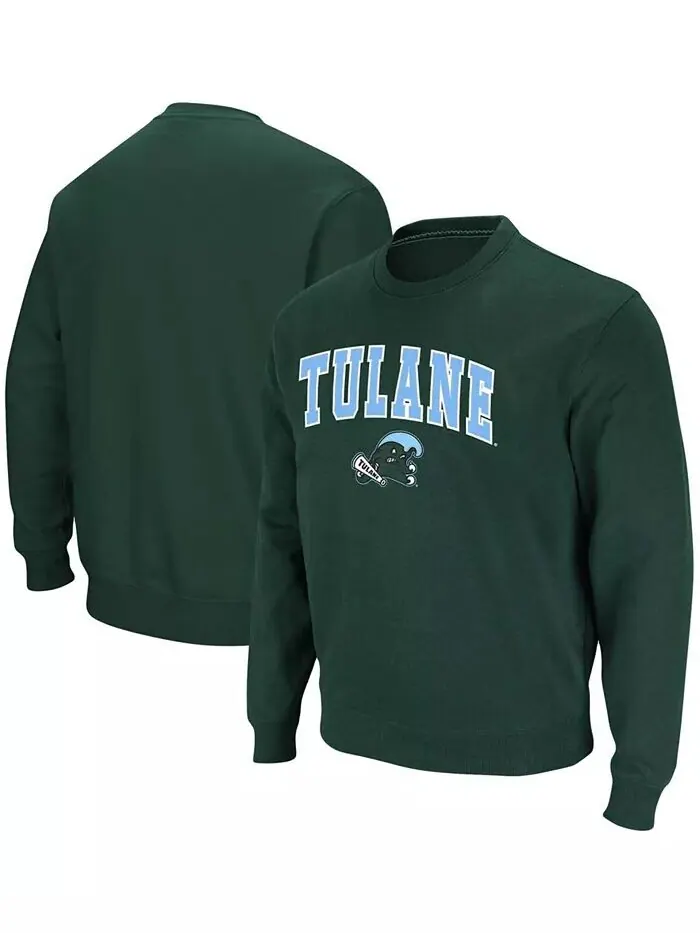 Мужская зеленая толстовка-пуловер из твила Tulane Green Wave Arch Logo Tackle Colosseum — изображение 1 из 4