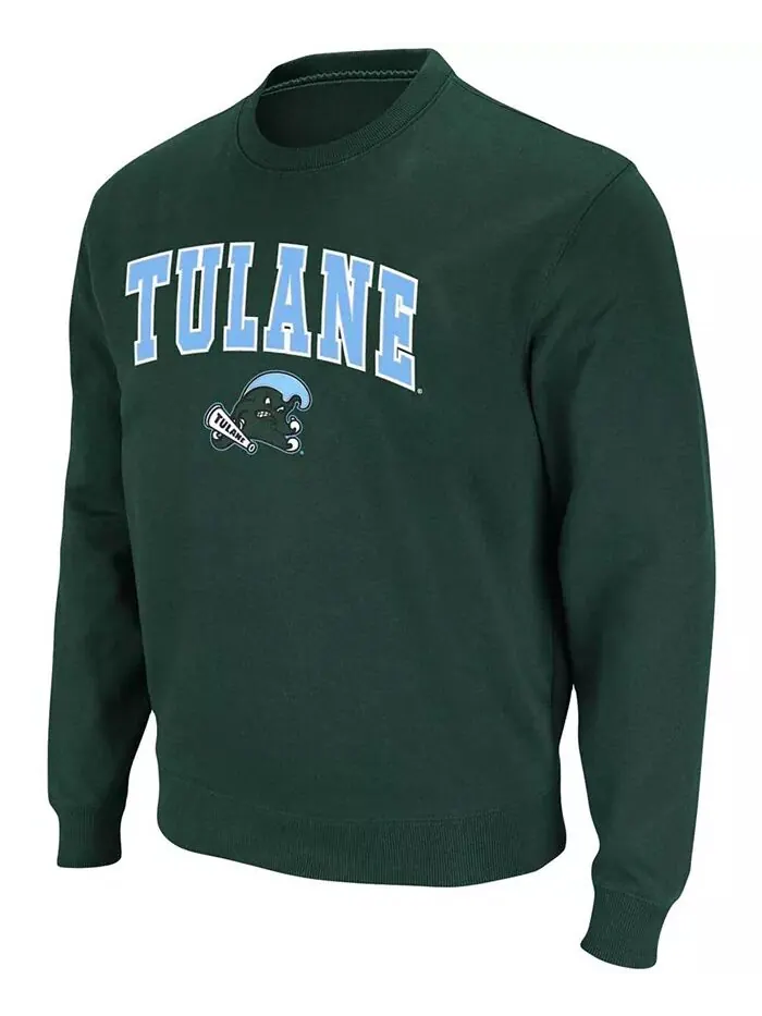 Мужская зеленая толстовка-пуловер из твила Tulane Green Wave Arch Logo Tackle Colosseum — изображение 4 из 4