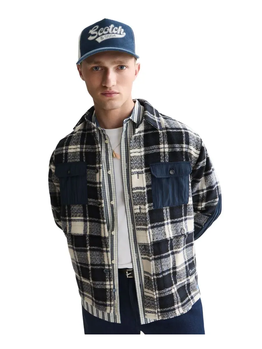 Рубашка-овершерт с пэчворком, свободного кроя, Scotch & Soda, Sky Captain Check — изображение 1 из 6