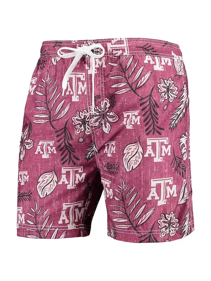 Мужские бордовые плавки Texas A&M Aggies в винтажном стиле с цветочным принтом Wes & Willy — изображение 2 из 3