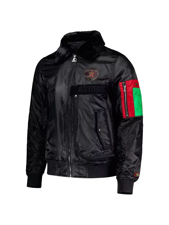 Мужская куртка x Ty Mopkins Black Houston Astros Black History Month на молнии, атласная Starter — изображение 2 из 4