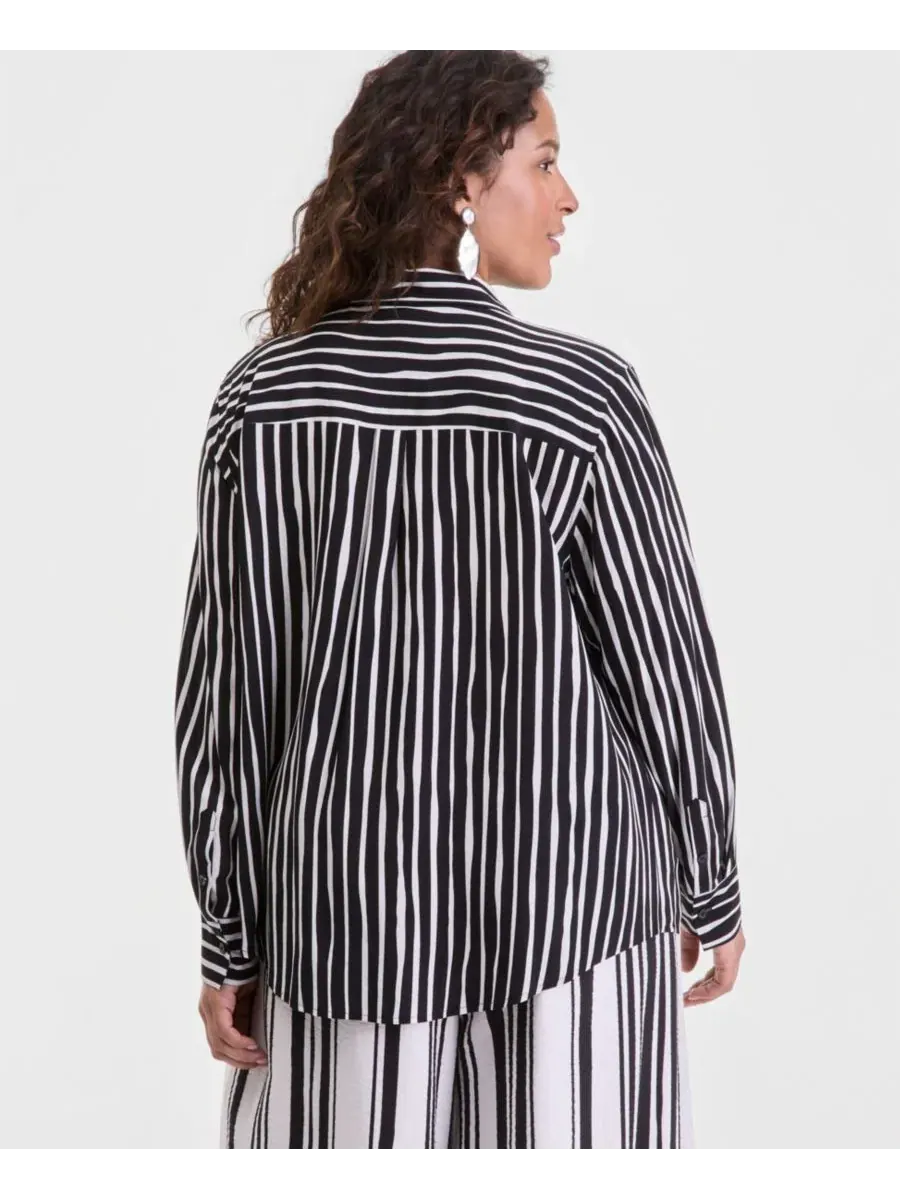 Блузка с принтом и длинным рукавом I.N.C. International Concepts, Marielle Stripe — изображение 4 из 4