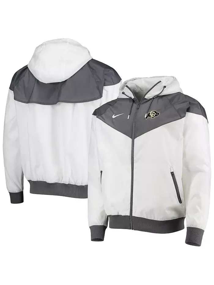Мужская белая толстовка с капюшоном Colorado Buffaloes Windrunner Raglan на молнии Nike — изображение 1 из 4