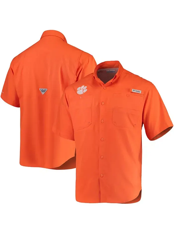 Мужская оранжевая рубашка Clemson Tigers Tamiami Columbia — изображение 3 из 4