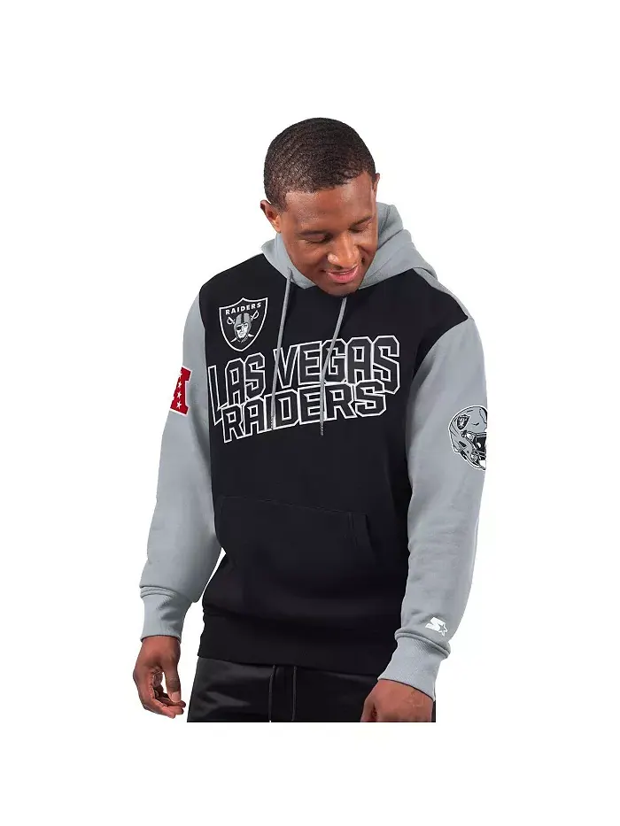 Мужская черная толстовка Extreme Pullover Hoodie Las Vegas Raiders Starter — изображение 1 из 2