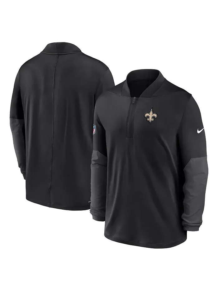 Мужская черная толстовка New Orleans Saints Sideline Feel the Pressure Performance с полумолнией — изображение 3 из 5