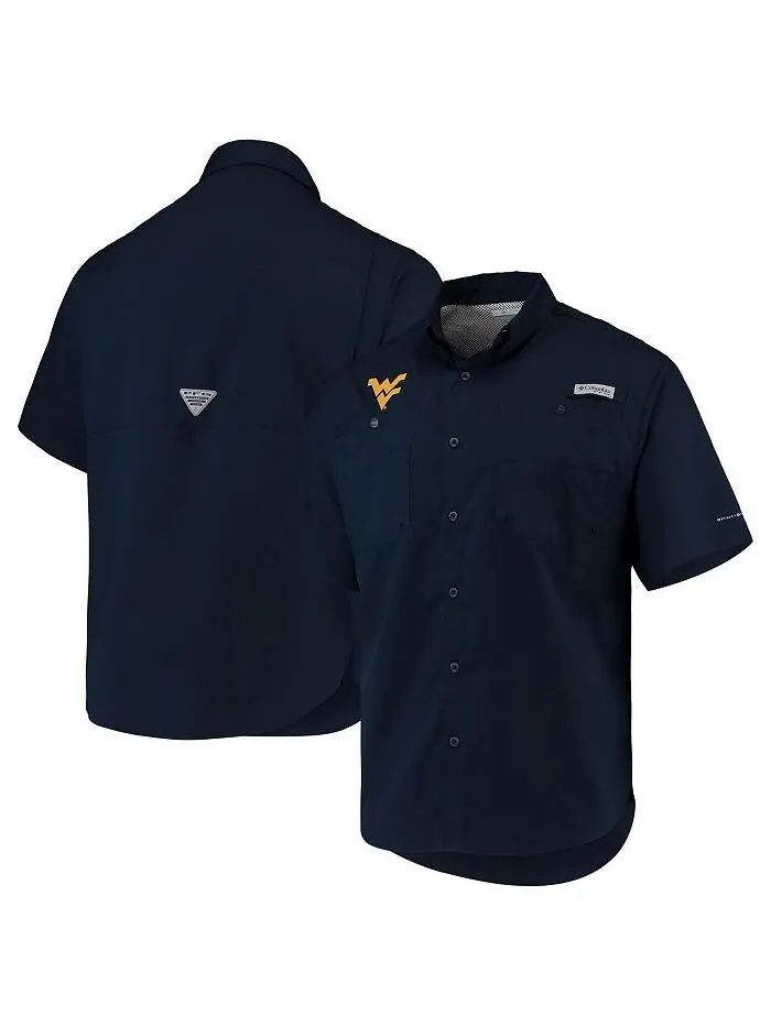Мужская темно-синяя рубашка на пуговицах West Virginia Mountaineers PFG Tamiami Omni-Shade Columbia — изображение 1 из 4