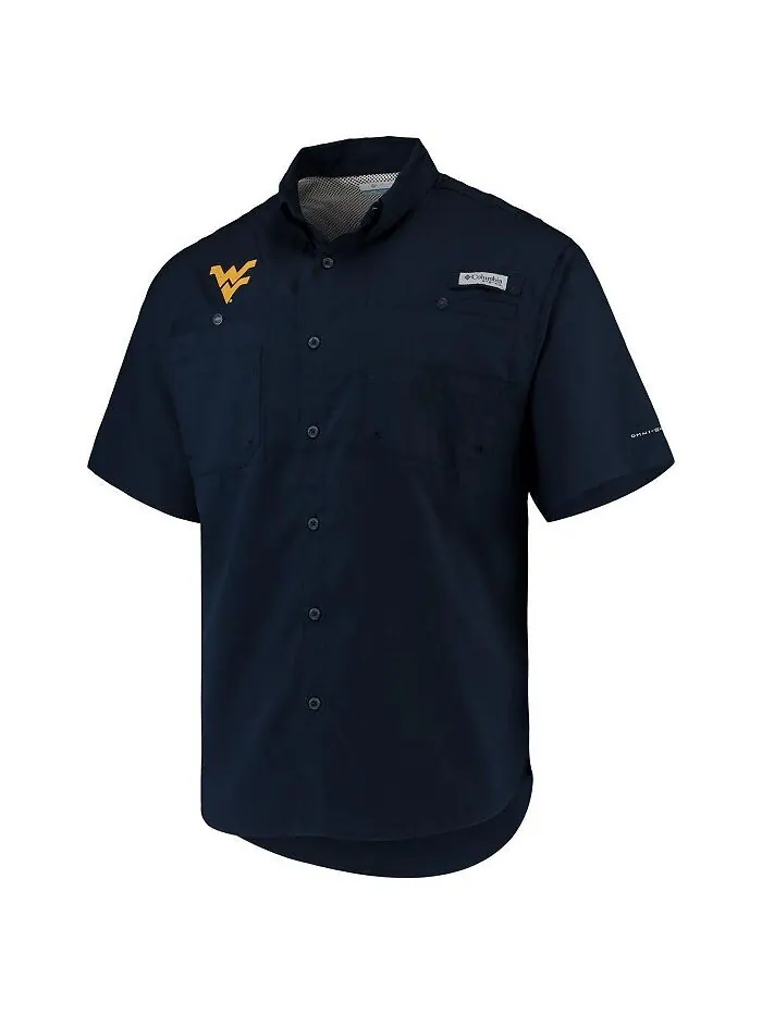 Мужская темно-синяя рубашка на пуговицах West Virginia Mountaineers PFG Tamiami Omni-Shade Columbia — изображение 2 из 4