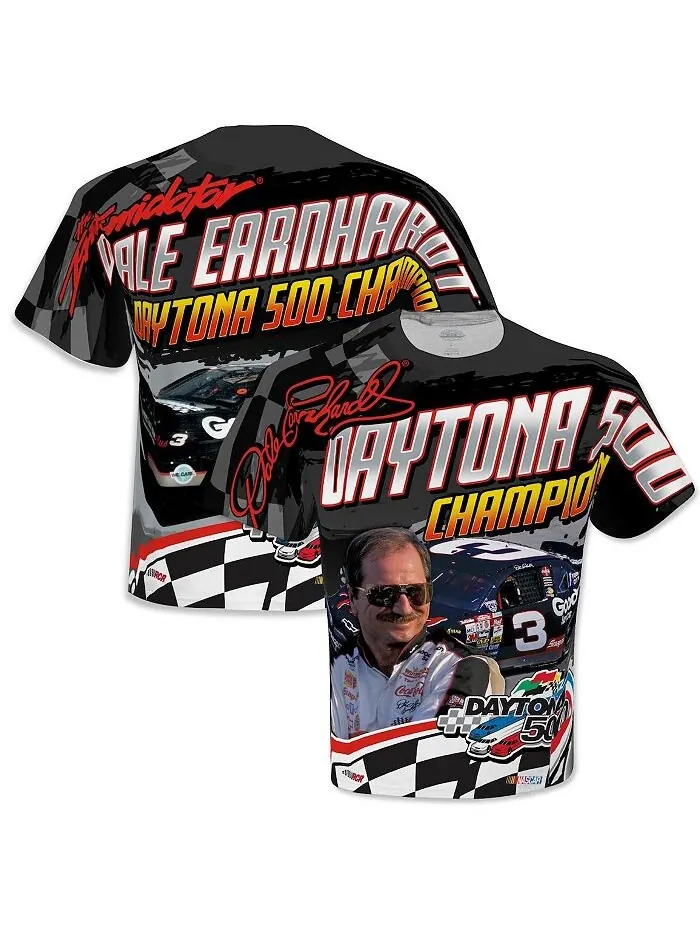 Мужская черная футболка Dale Earnhardt Daytona 500 Champion Legends Checkered Flag Sports — изображение 1 из 3, черный
