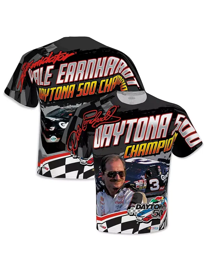 Мужская черная футболка Dale Earnhardt Daytona 500 Champion Legends Checkered Flag Sports — изображение 1 из 3
