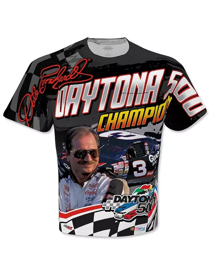 Мужская черная футболка Dale Earnhardt Daytona 500 Champion Legends Checkered Flag Sports — изображение 2 из 3