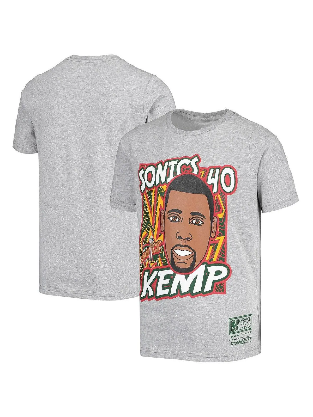Серая футболка Big Boys Shawn Kemp Seattle SuperSonics Hardwood Classics King of the Court Player — изображение 1 из 3, серый