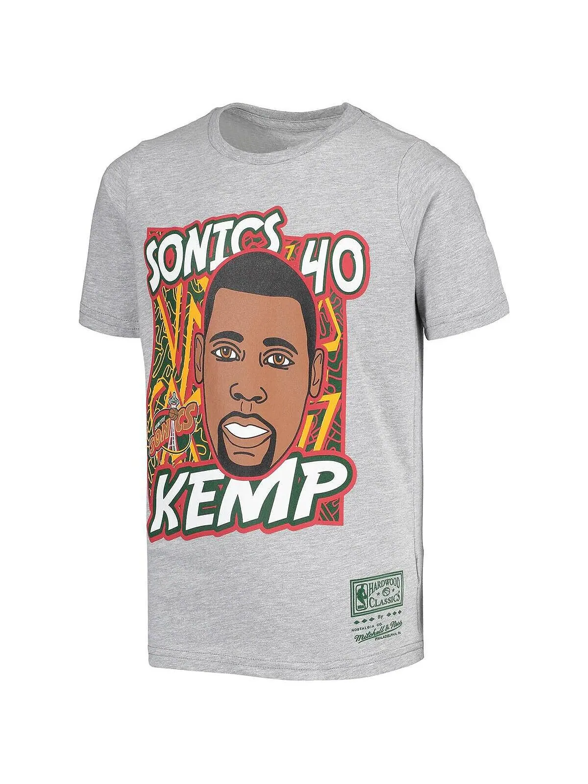 Серая футболка Big Boys Shawn Kemp Seattle SuperSonics Hardwood Classics King of the Court Player — изображение 2 из 3, серый