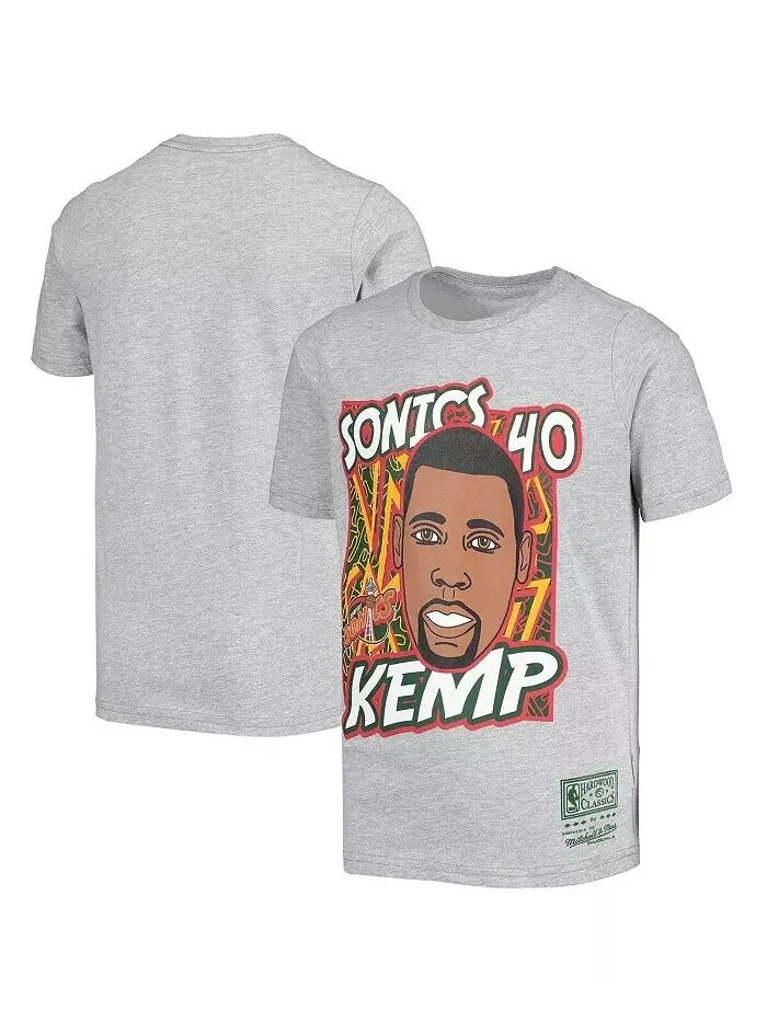 Серая футболка Big Boys Shawn Kemp Seattle Super Sonics Hardwood Classics King of the Court Player — изображение 1 из 3
