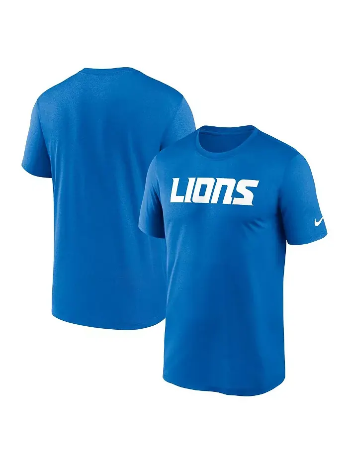 Мужская синяя футболка Detroit Lions Primetime Legend Wordmark Performance Nike — изображение 1 из 3
