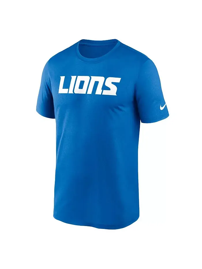 Мужская синяя футболка Detroit Lions Primetime Legend Wordmark Performance Nike — изображение 2 из 3