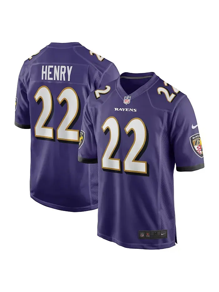 Мужская игровая футболка Derrick Henry Baltimore Ravens в фиолетовом цвете Nike — изображение 1 из 3