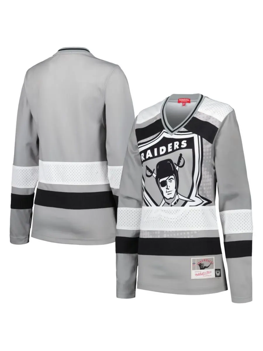 Mitchell & Ness Женская серебристая футболка с длинными рукавами и принтом "Las Vegas Raiders Big — изображение 1 из 3