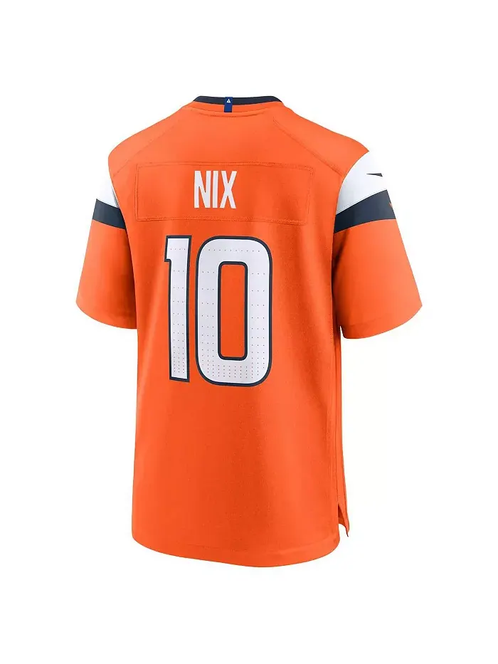 Мужская игровая футболка Bo Nix оранжевая Denver Broncos, выбор в первом раунде драфта NFL 2024 Nike — изображение 2 из 3