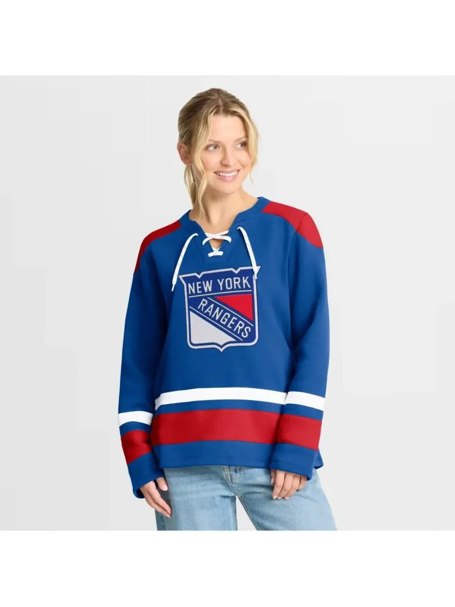 Fanatics Женская синяя толстовка с длинными рукавами и шнуровкой New York Rangers Icing — изображение 1 из 5, синий