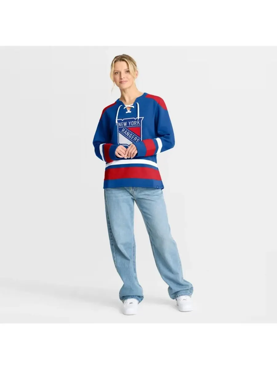 Fanatics Женская синяя толстовка с длинными рукавами и шнуровкой New York Rangers Icing — изображение 3 из 5, синий
