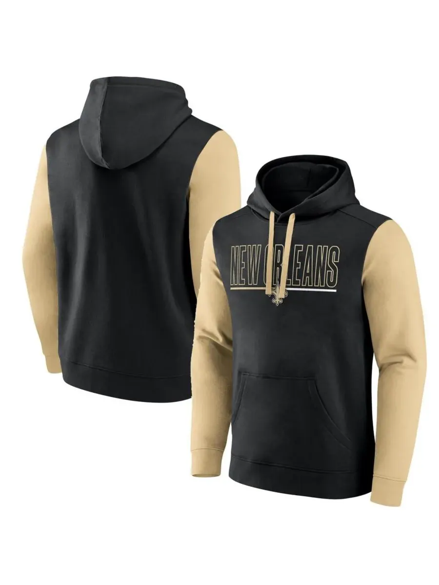 Fanatics Мужская черная толстовка с капюшоном New Orleans Saints большого размера с контурным — изображение 1 из 3, черный