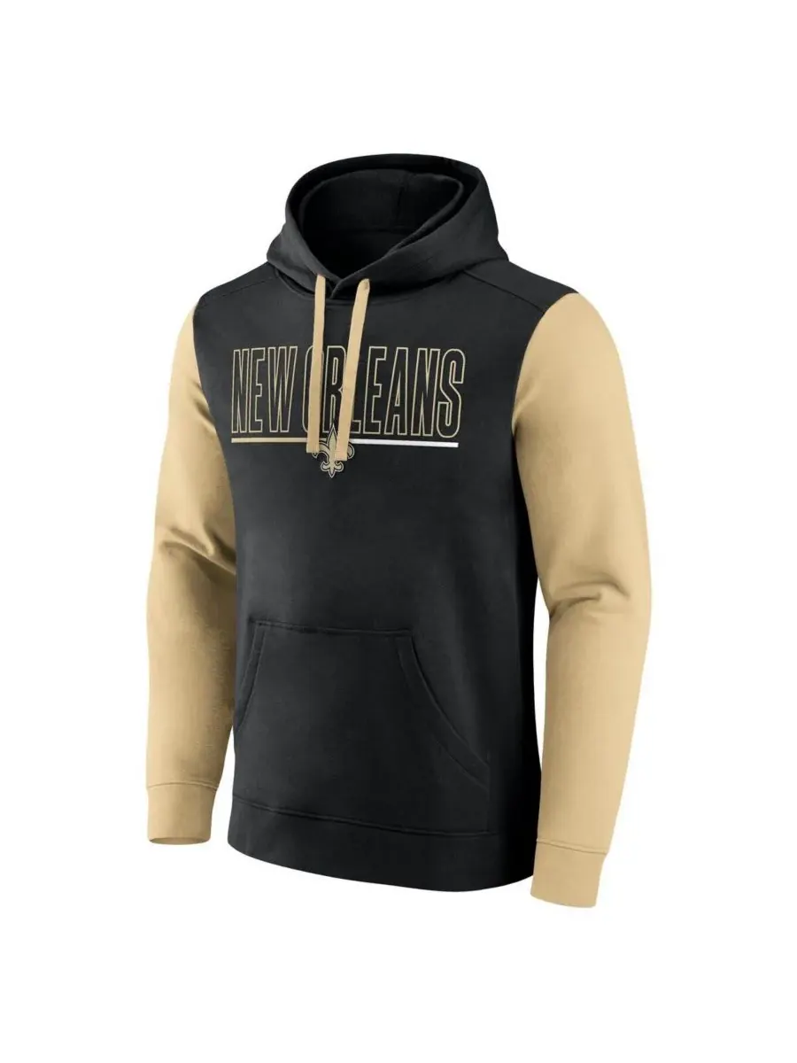 Fanatics Мужская черная толстовка с капюшоном New Orleans Saints большого размера с контурным — изображение 3 из 3, черный