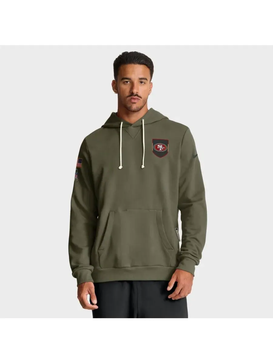 Nike Мужская толстовка оливкового цвета San Francisco 49ers 2025 Salute to Service Sideline — изображение 1 из 5, оливковый