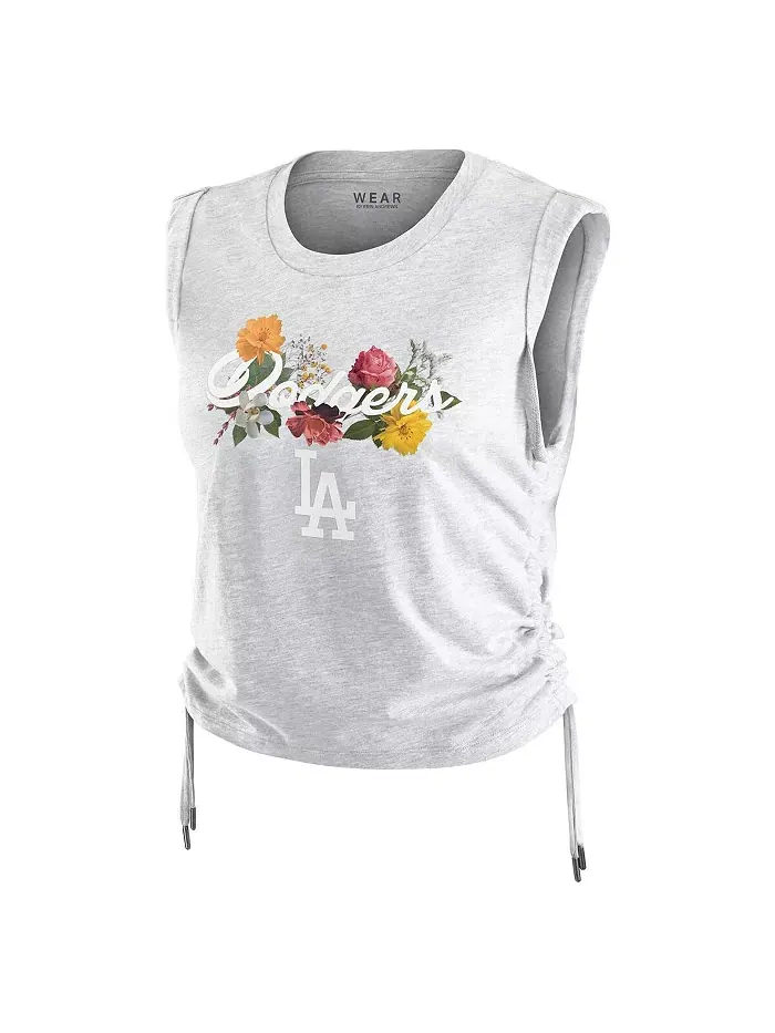 Женская майка-труба Heather Gray Los Angeles Dodgers с защипом WEAR by Erin Andrews — изображение 2 из 3
