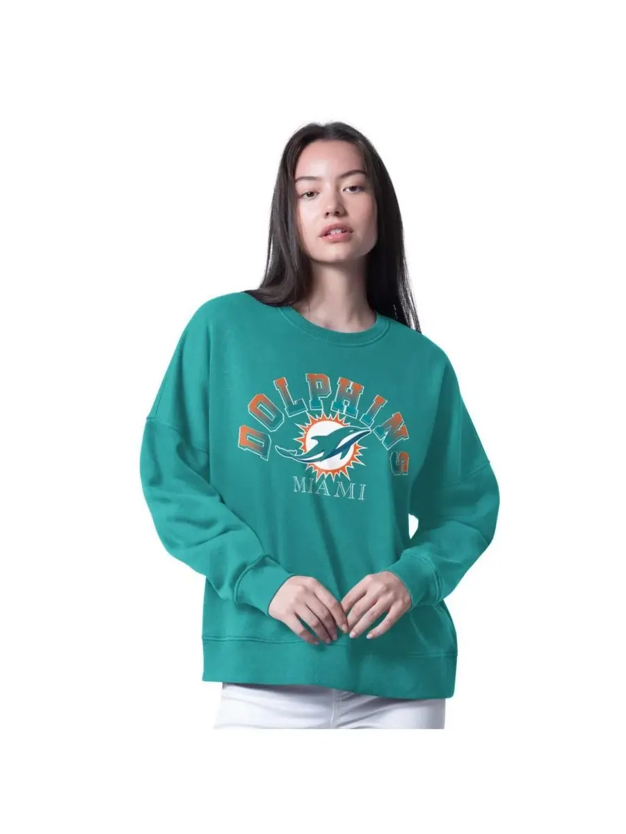 Женская толстовка Aqua Miami Dolphins Oversized Feud G-III 4Her by Carl Banks — изображение 1 из 2, голубой