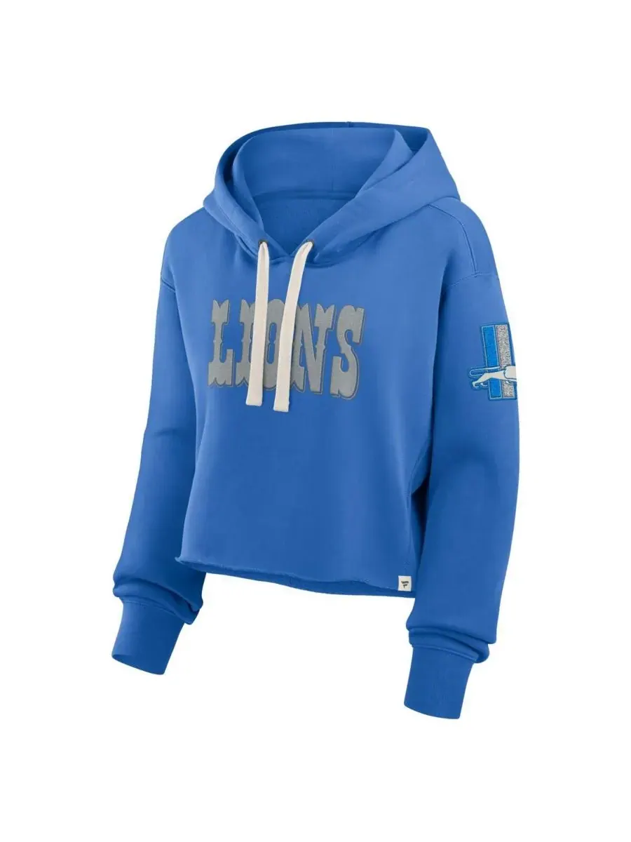Fanatics Женская укороченная толстовка синего цвета с символикой команды Detroit Lions, модель — изображение 2 из 3, синий